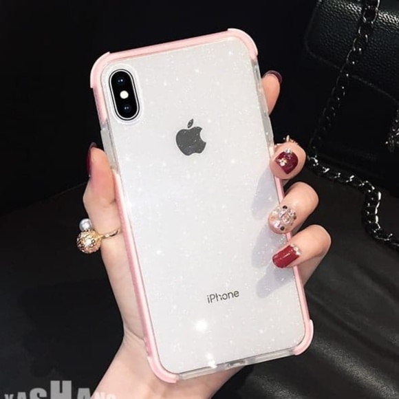 Accessories - NEW Clear Shockproof Glitter Pink Bumper Case